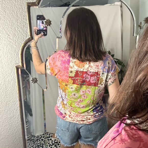 Johnny Was Cosmo Relaxed Tee Multicolour Ladies Top Shirt In Yellow Size Small - Picture 4 of 5